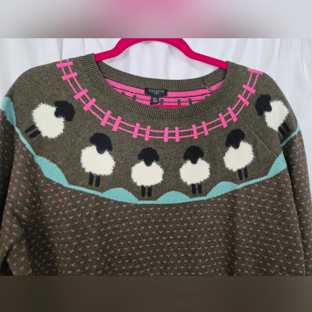 Talbots Classic Preppy Sheep Lamb Sweater Size  XL P Women’s - Picture 4 of 6